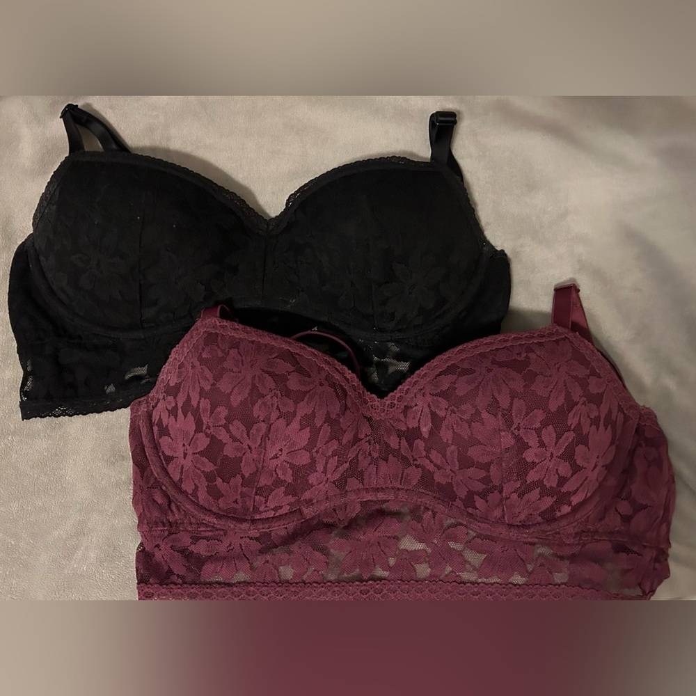PINK VICTORIA’S SECRET LACE PUSH UP BRAS 2 FOR 40